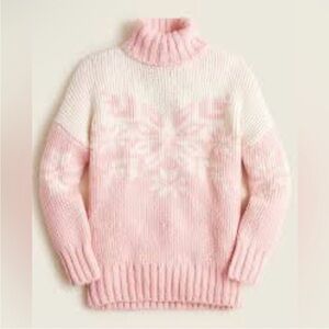 J.Crew Alpaca Wool Blend Turtleneck Sweater Pink Cream Cozy Winter Knit M